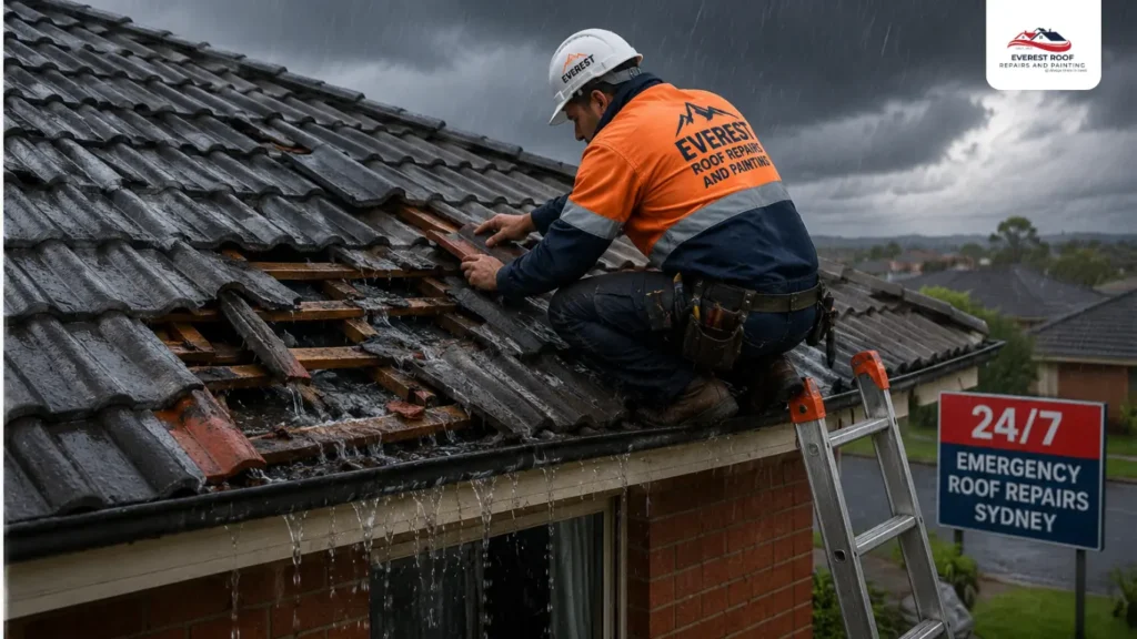 Emergency roof repair Sydney during heavy rain and storm damage